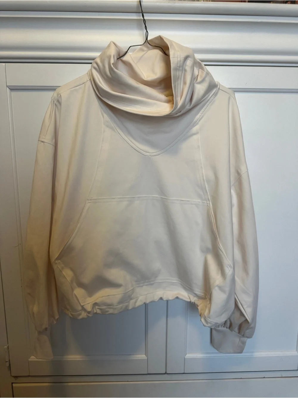 Free People Landslide Pullover- Cream Funnel Neck Pullover Hoodie- NWT S